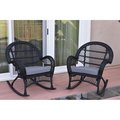 Propation W00211-R-2-FS033 Santa Maria Black Wicker Rocker Chair with Steel Blue Cushion PR2435683